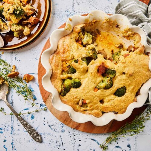 Baked broccoli with cashew sauce