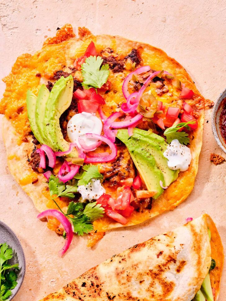 Smashed tortilla burger