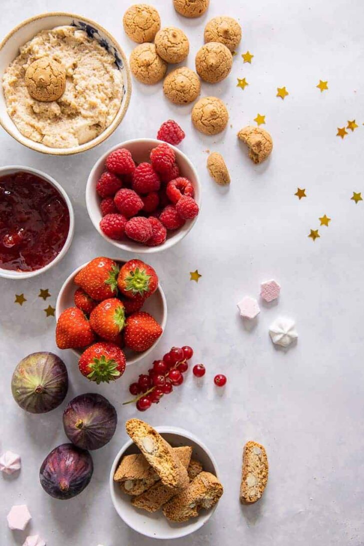 Ingredients for christmas trifle with macaroons