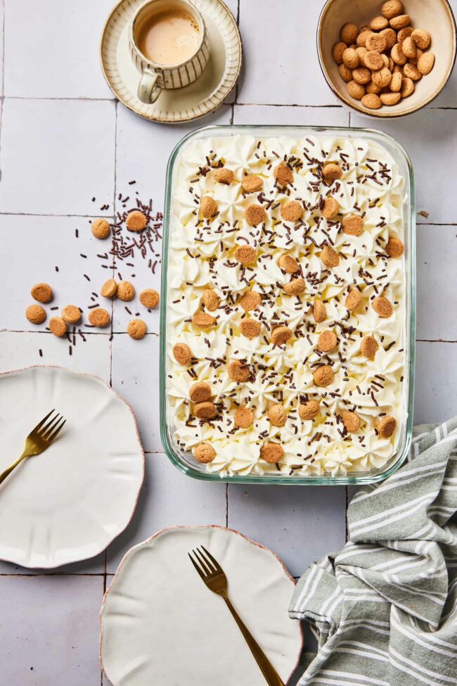 Tiramisu with poached pears