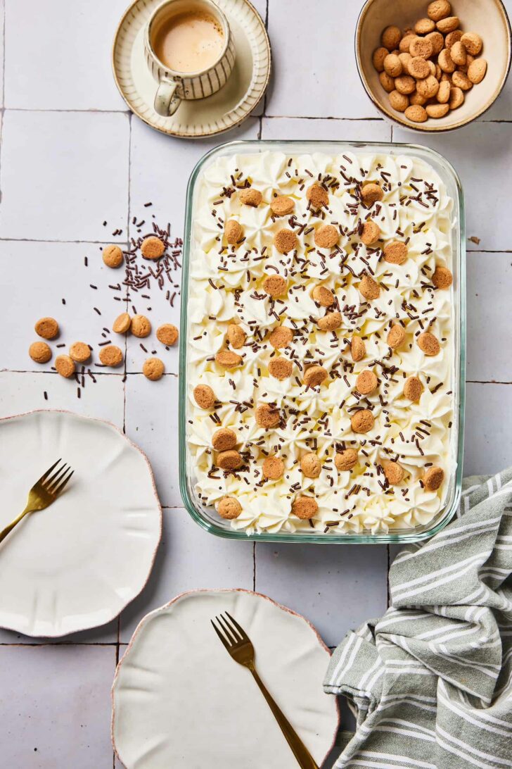 Tiramisu with poached pears