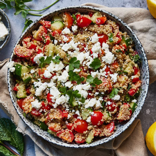 Basic quinoa salad recipe with feta