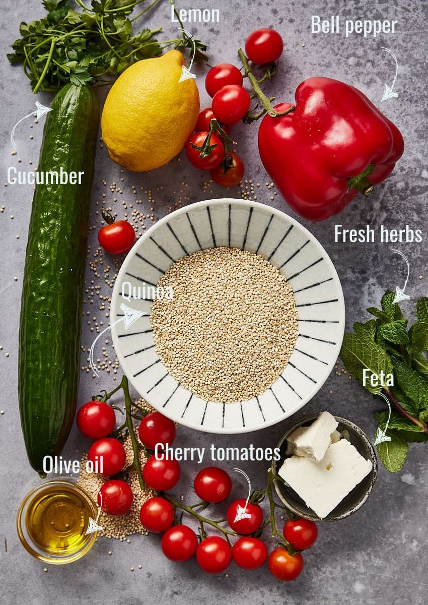 Quinoa salad ingredients