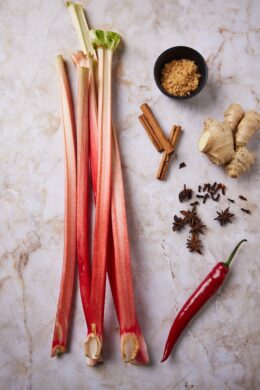 Ingredients for rhubarb chutney
