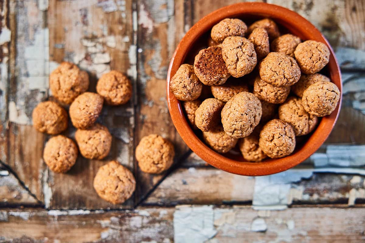 Dutch pepernoten or spiced dutch cookies