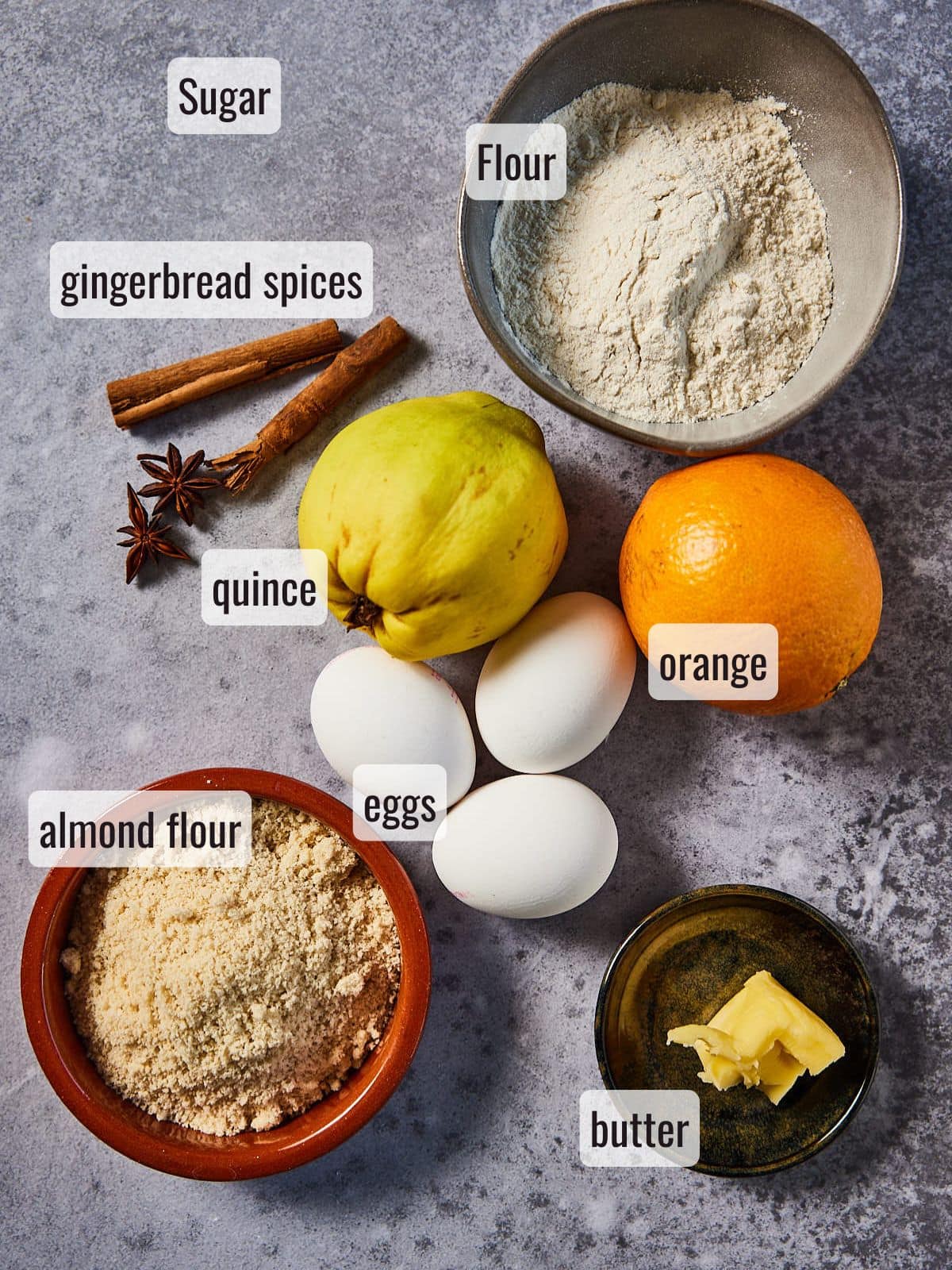 Ingredients for making quince cake
