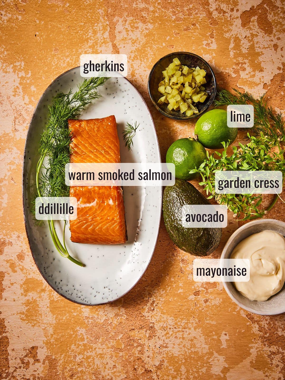 Recipe ingredients for salmon appetizer