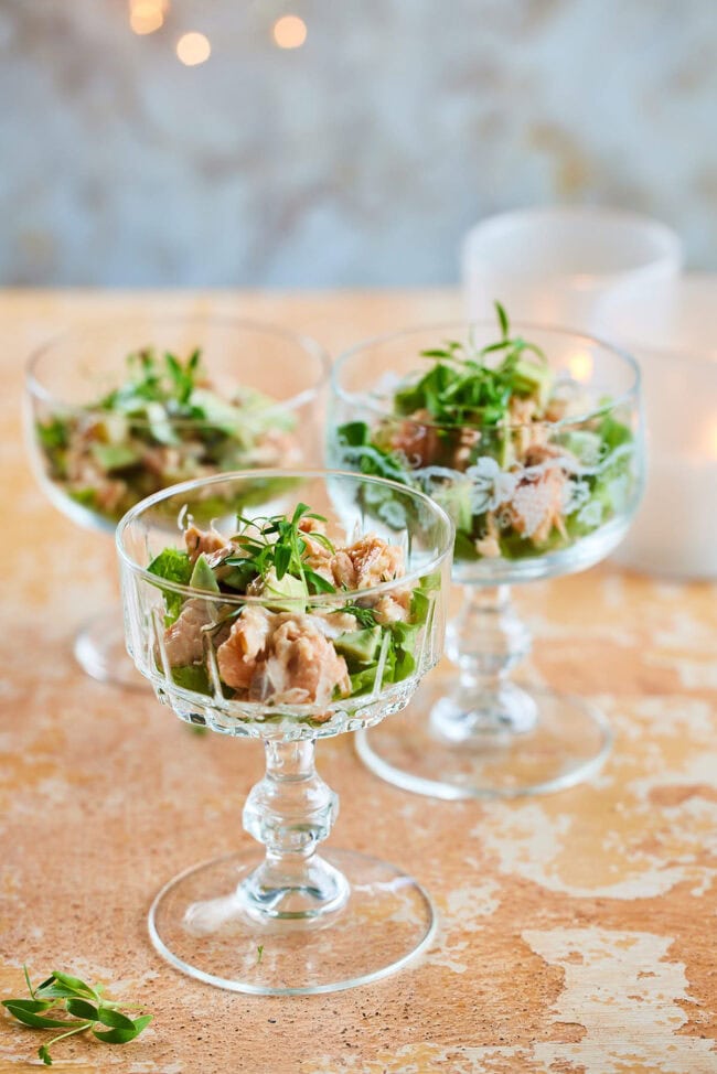 salmon appetizer with avocado