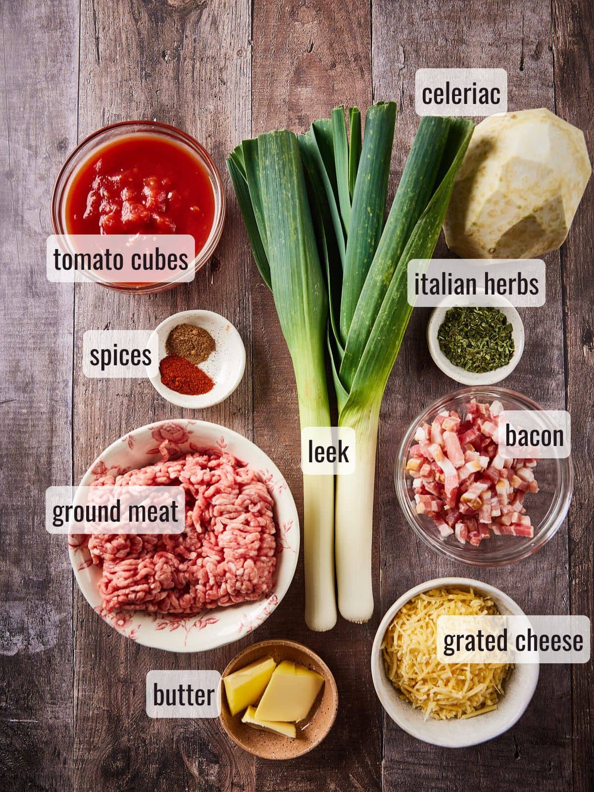 Recipe ingredients for leek casserole