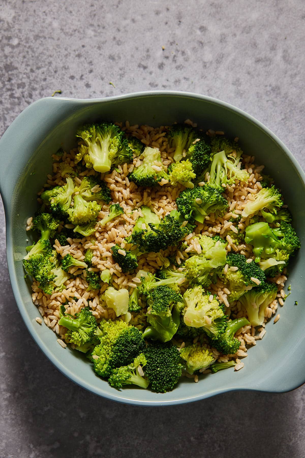 Mix the broccoli and the rice