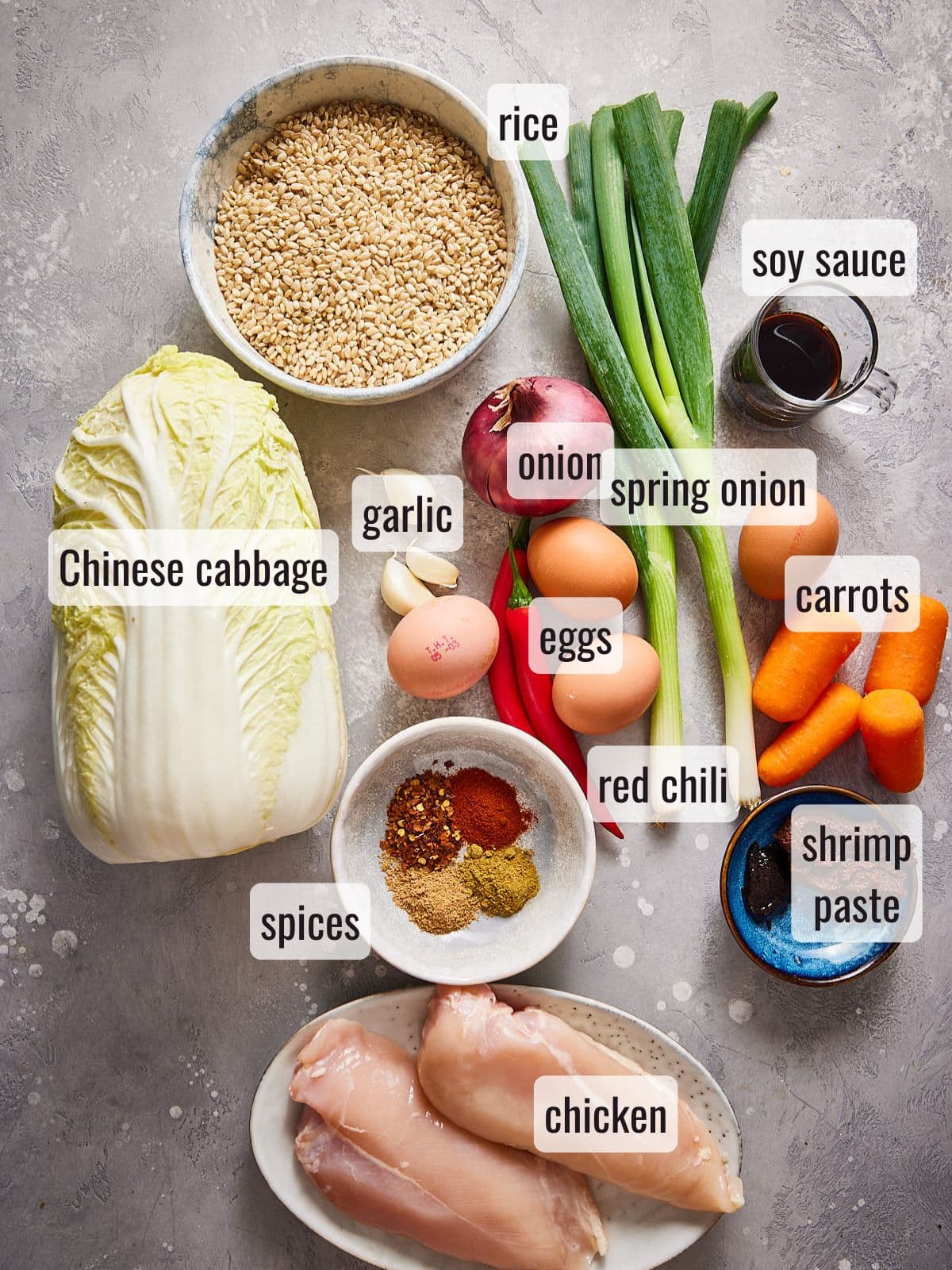 Ingredients for nasi goreng