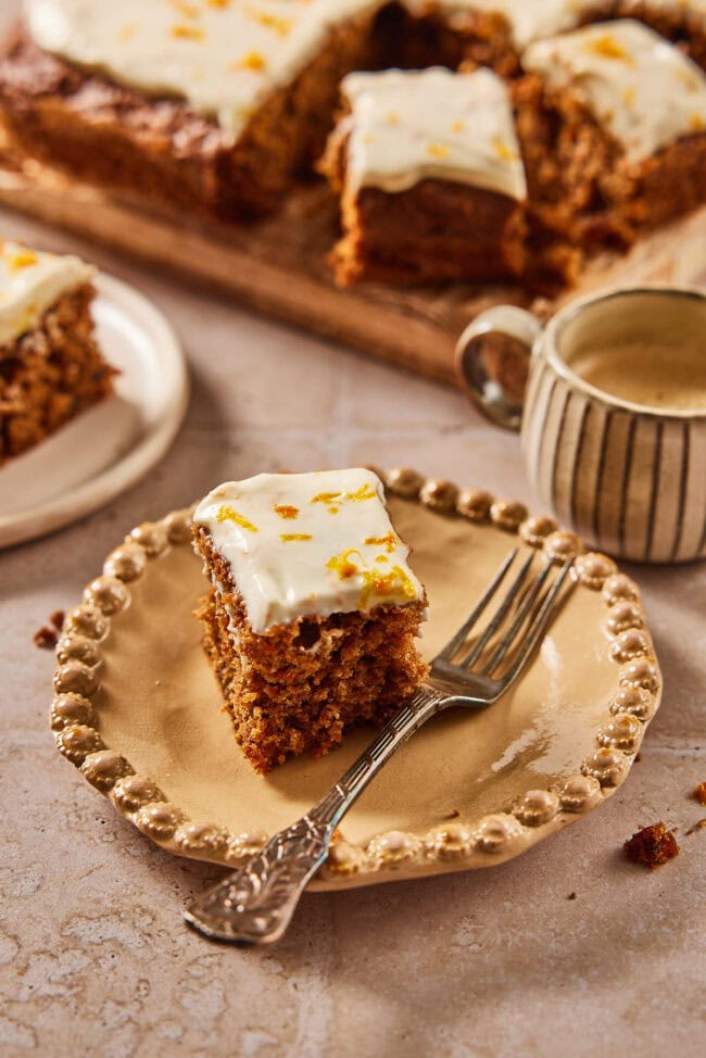 Easy carrot cake slice with coffee
