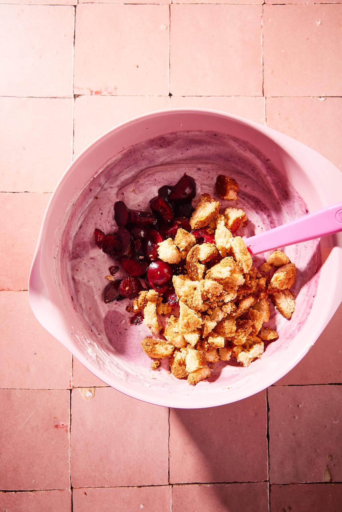 Fold in the cookies and cherries