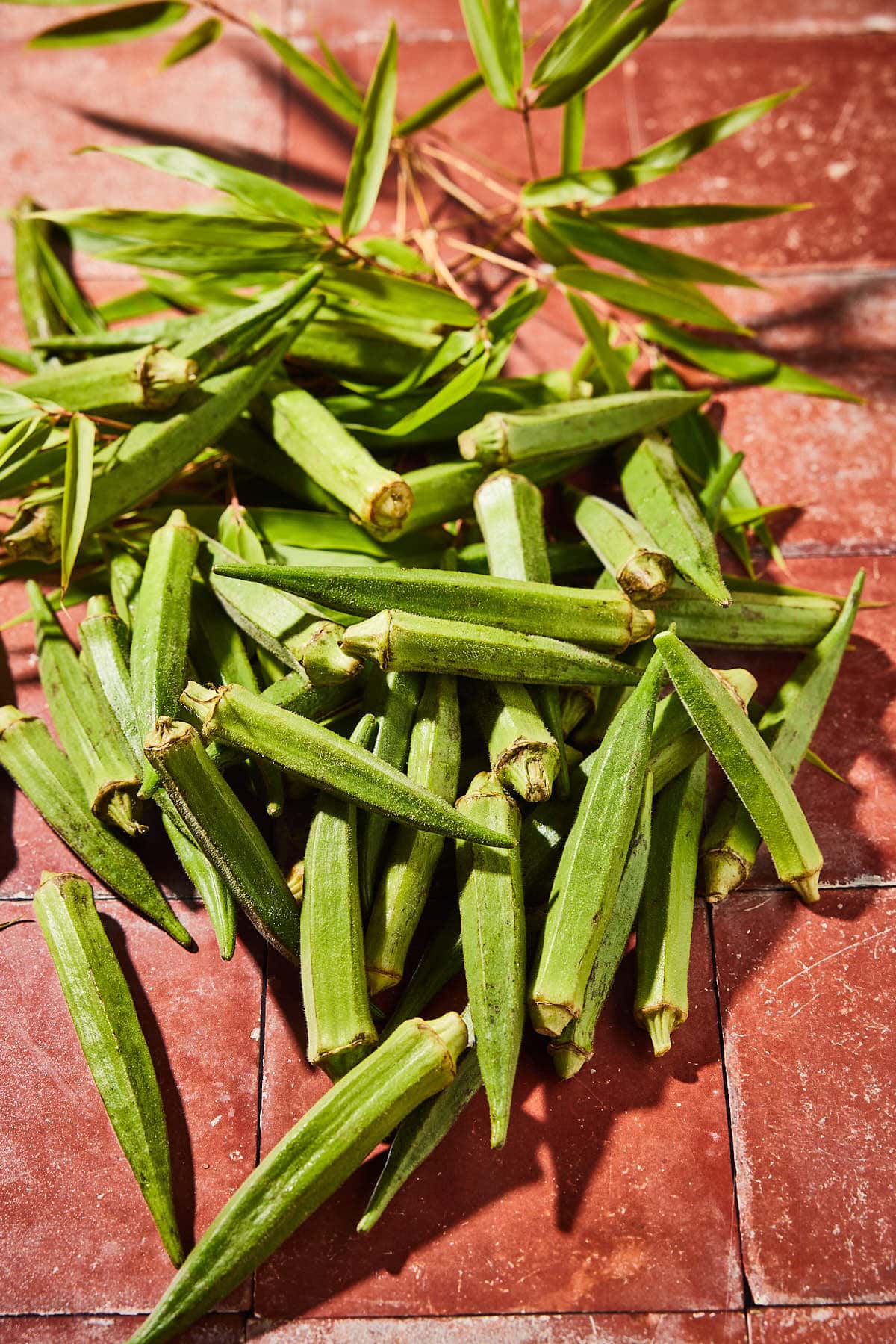Wash the okra pods