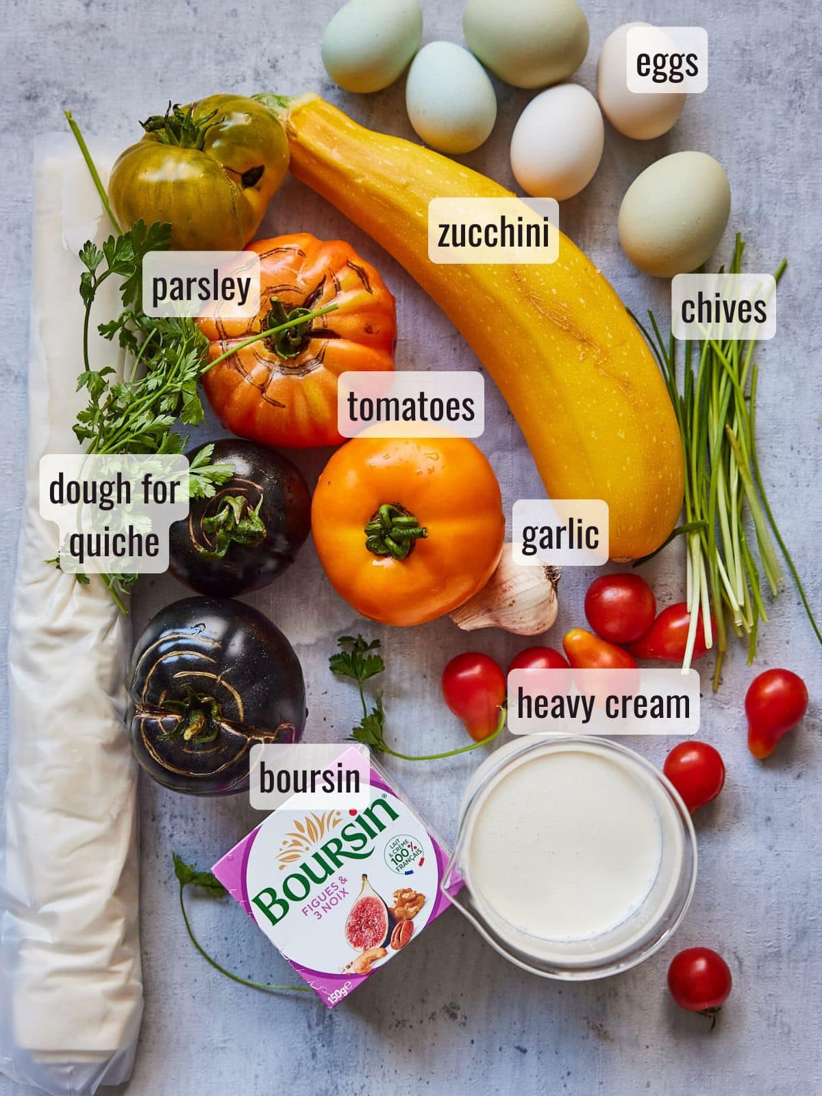 Ingredients tomato quiche