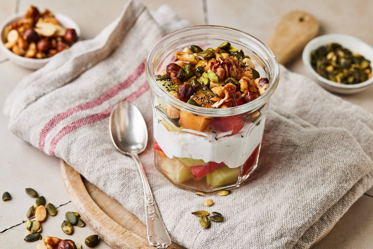 Melon and yogurt breakfast