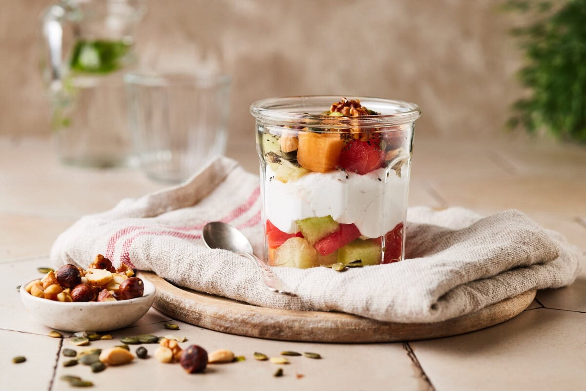 Melon and yogurt breakfast