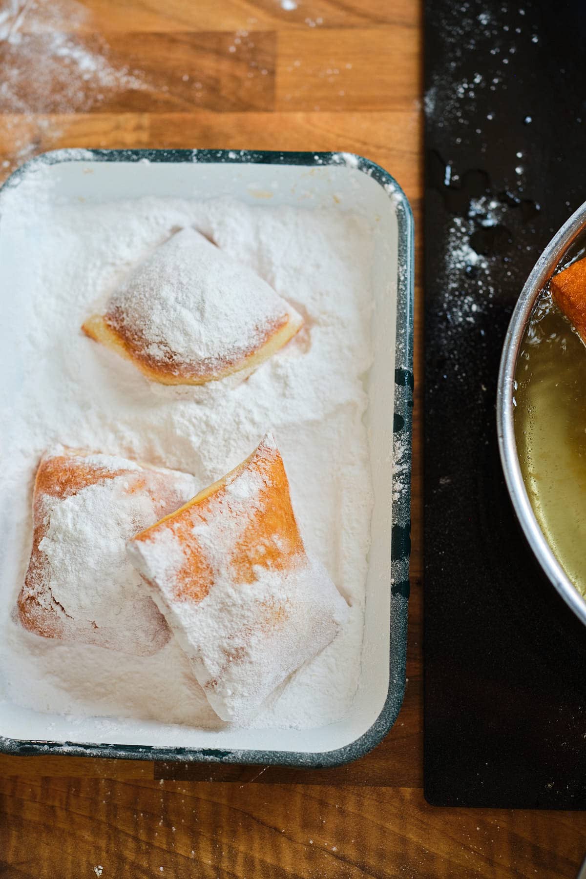 Generously coat in powdered sugar