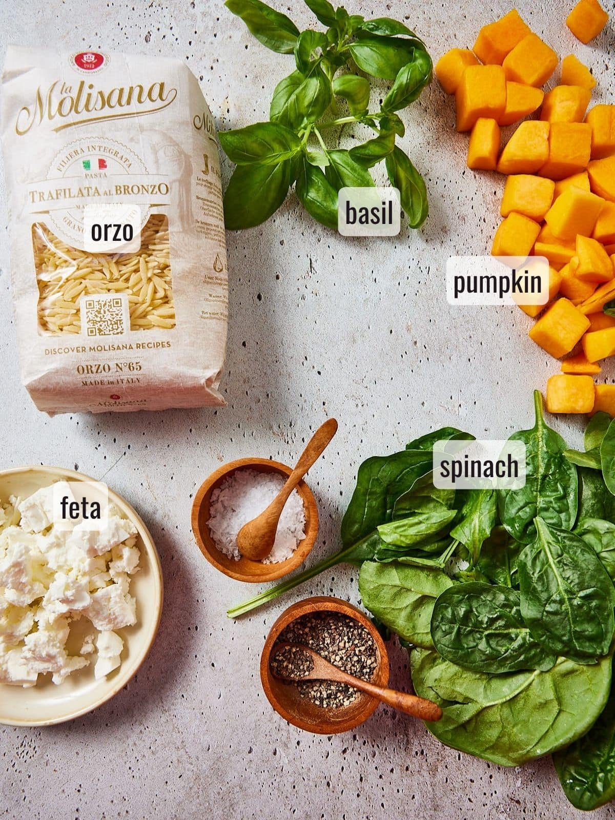 Ingredients for pumpkin orzo