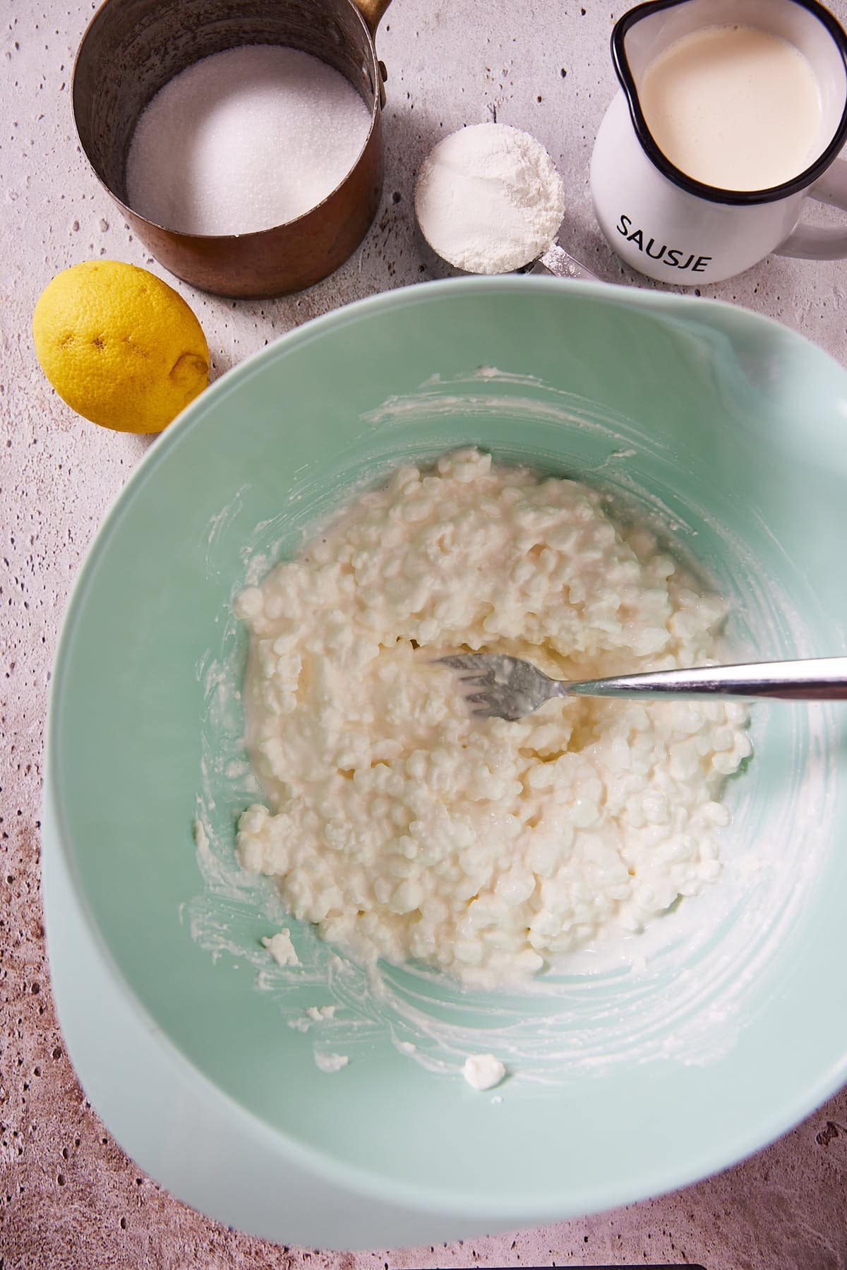 First mash the cottage cheese