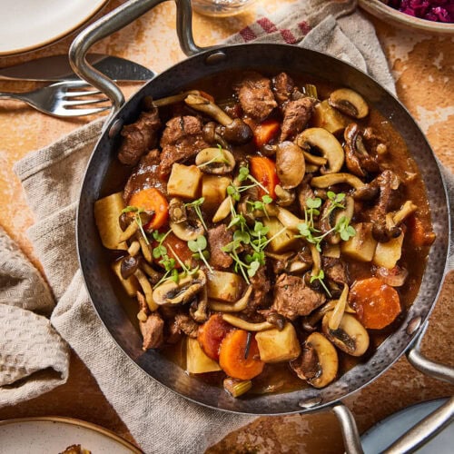 Venison stew with mushrooms