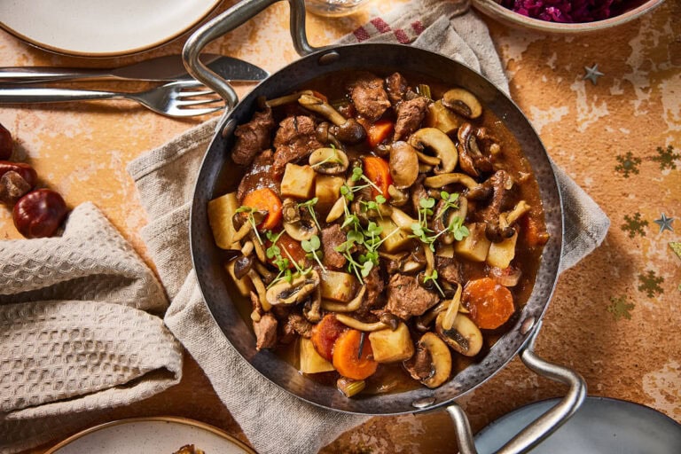 Venison stew with mushrooms